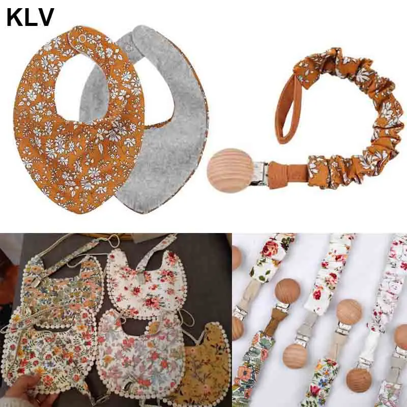 2-3Pcs/Set Baby Wooden Pacifier Clip Chain Cotton Linen Bib Set Burp Cloths Saliva Towel Perfect Newborn (Have certificate) | Детская