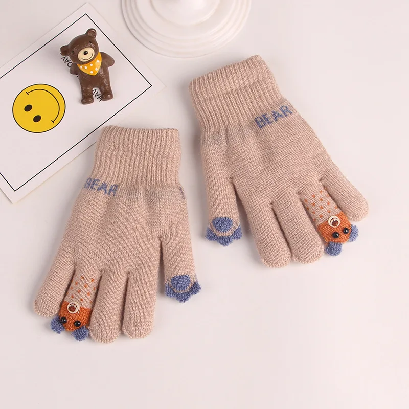 

4-10 Years Old Children's Gloves Winter Five Fingers Warm All Fingers Cute Plush Children's Gloves for Boys and Girls