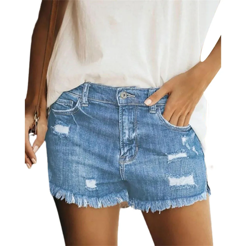 

Fahsion High Street Womens Casual Tassel Denim Shorts Jeans Hotpants Summer Casual Beach Short Pants S-XL Ripped Shorts