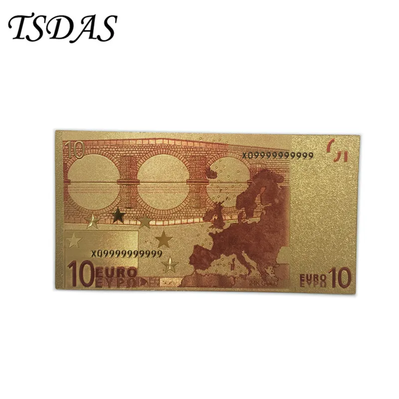 Пластиковые банкноты из 24-каратной золотой фольги с евро 10 европейские яркие в