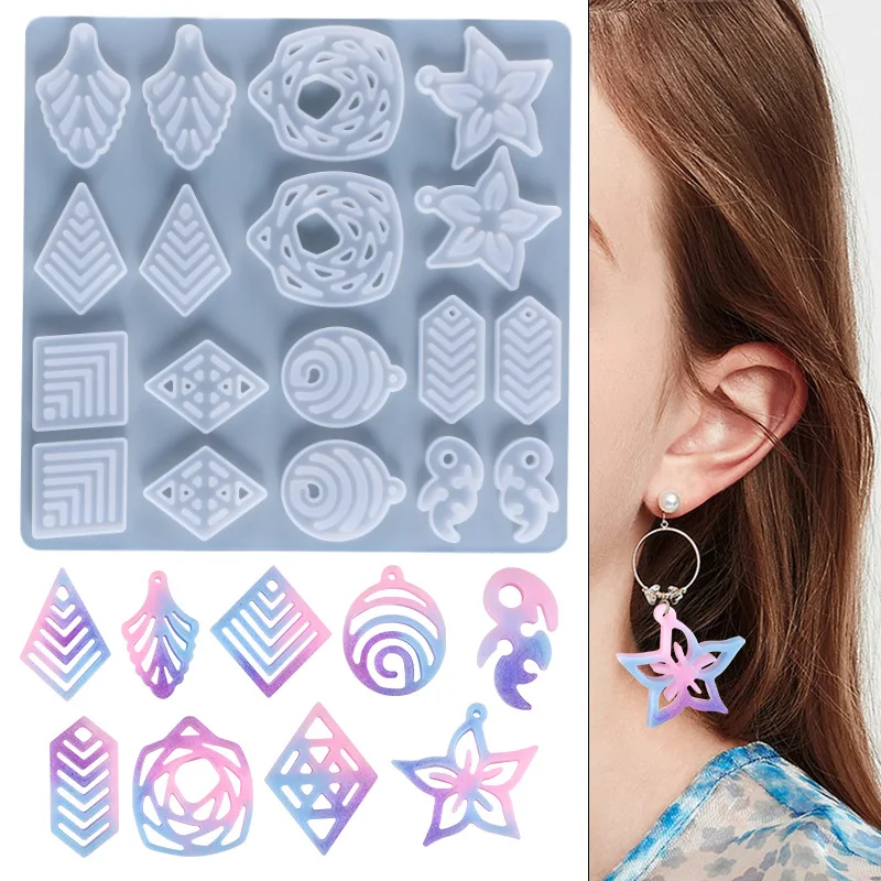 

3D Crystal Epoxy Mold Diy Homemade High Mirror Earrings Pendant Jewelry Silicone Mold Environmental Protection Material