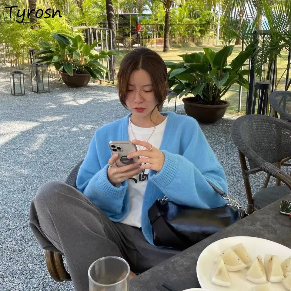 

Женский кардиган весна-осень, однотонный мешковатый подходящий ко всему Женский трикотажный уличный стиль в Корейском стиле, Шикарный ретро Ulzzang Повседневный Новый