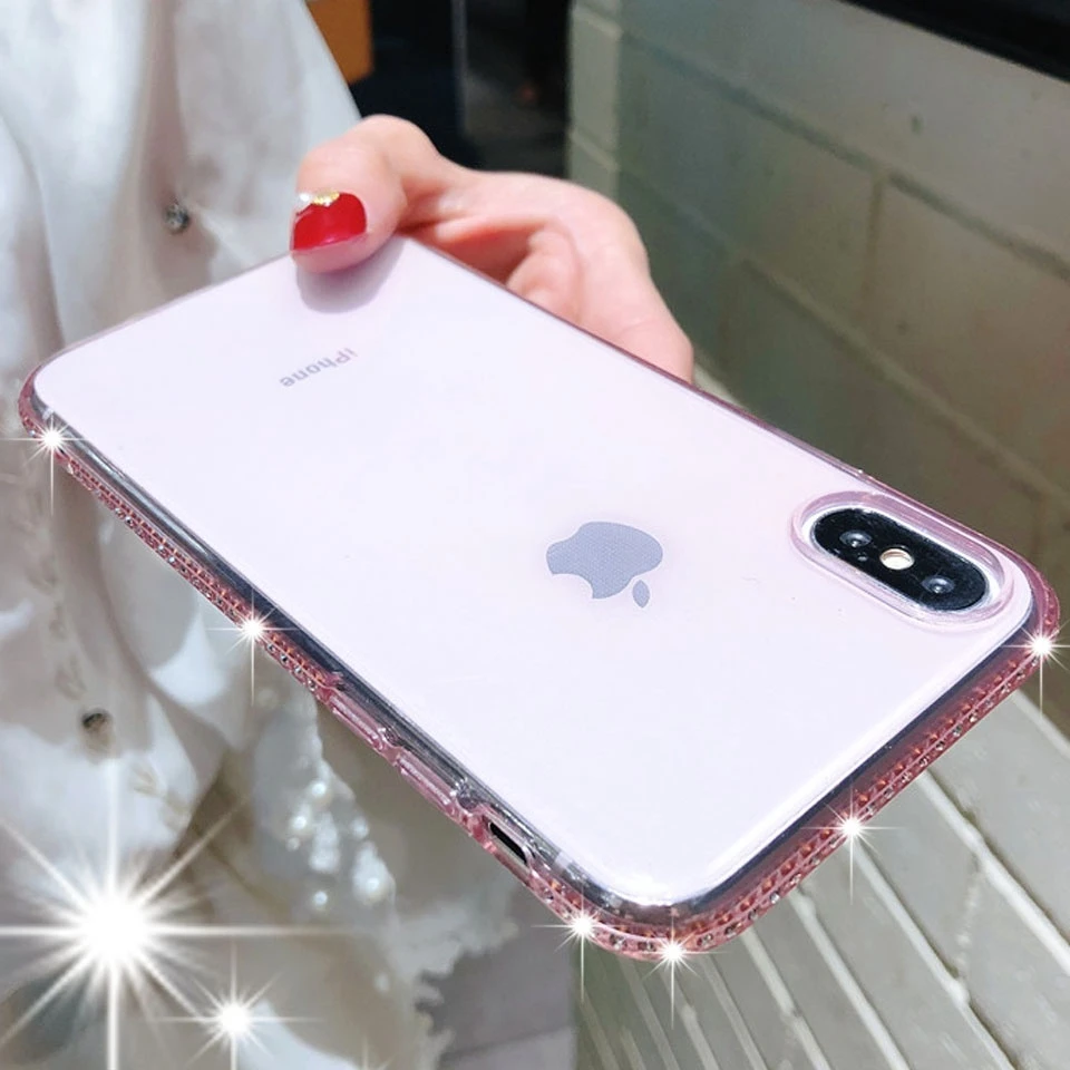 Для iphone 12 11 pro Max Case se 7 8 Plus Mini Bling Rhinestone мягкий прозрачный чехол для 6 6s 5 5s чехол|case for
