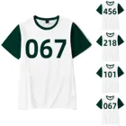 Костюм игры кальмар 2021 популярный корейский ТВ 456 218 001 067 240 футболки с номером унисекс для мужчин и женщин футболки