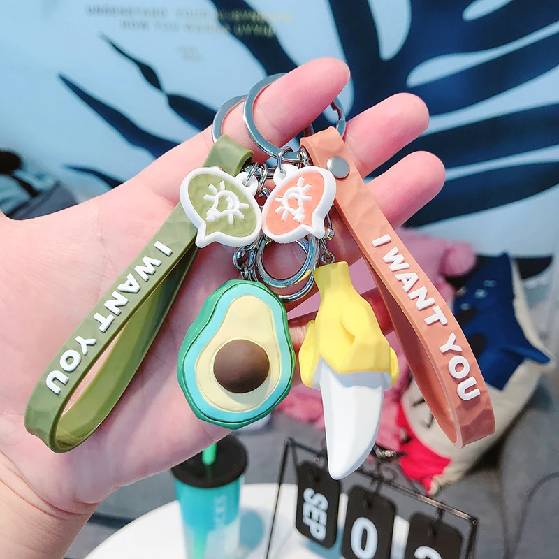 

Creative personality cartoon trend DIY series cut fruit resin car keychain bag pendant lovers accessories