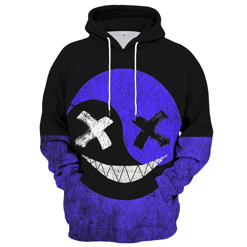 autumn and winter hot sale funny devil smiley face 3d printing mens hooded sweater street casual mens brand hooded sportswear free global shipping