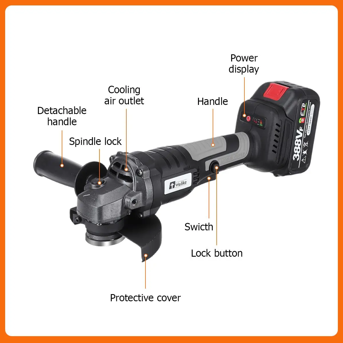 388VF 850N.m Brushless Electric Impact Wrench Screwdriver 125MM Cordless Angle Grinder Tools Set for Makita 18V Battery | Инструменты