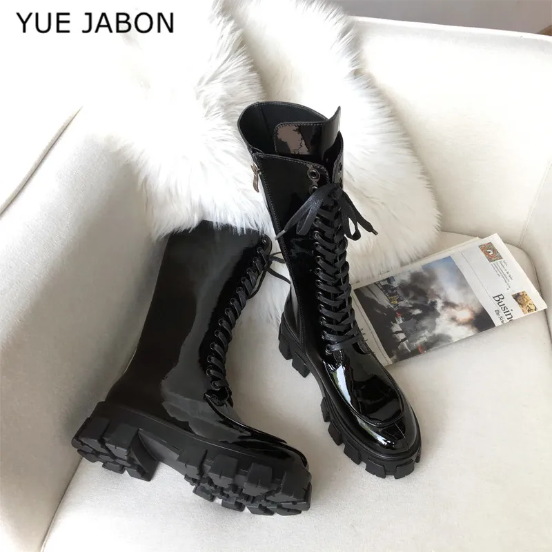 

New winter boots for women British style black martin boots pocket thick bottom motorcycle boots zapatos de mujer platform shoes