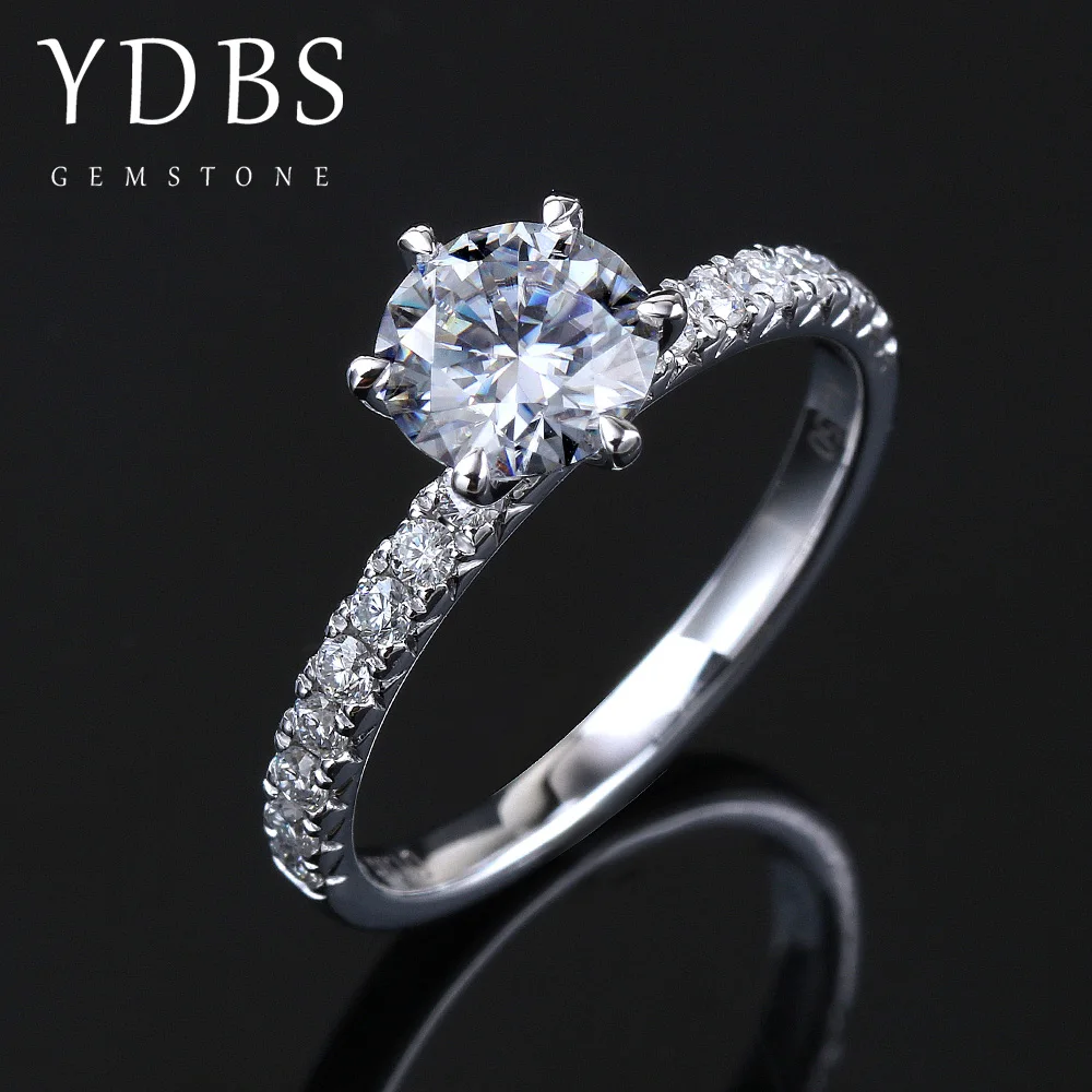 YDBS 1ct D Moissanites кольцо из белого золота 14 к выращенные лабораторно с алмазом