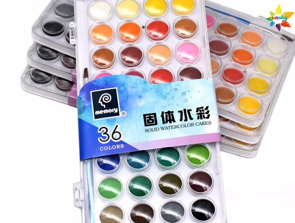 36 Цвета пигмент Твердые акварельные торт краски комплект принадлежности для