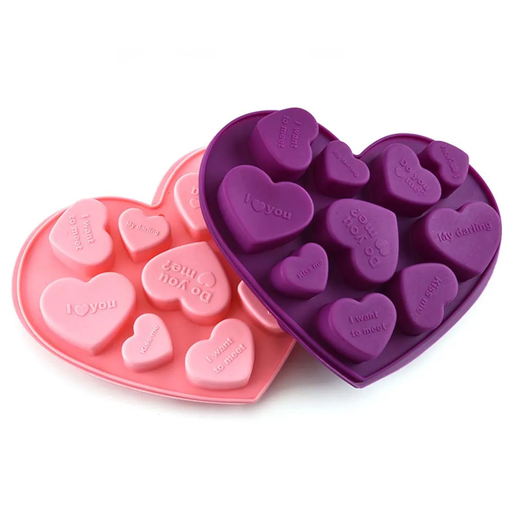 

Non-stick Silicone Chocolate Molds Love Heart Shaped Jelly Ice Molds Cake Mould Cake Mold Lollipop Biscuit Bakeware Baking Tool