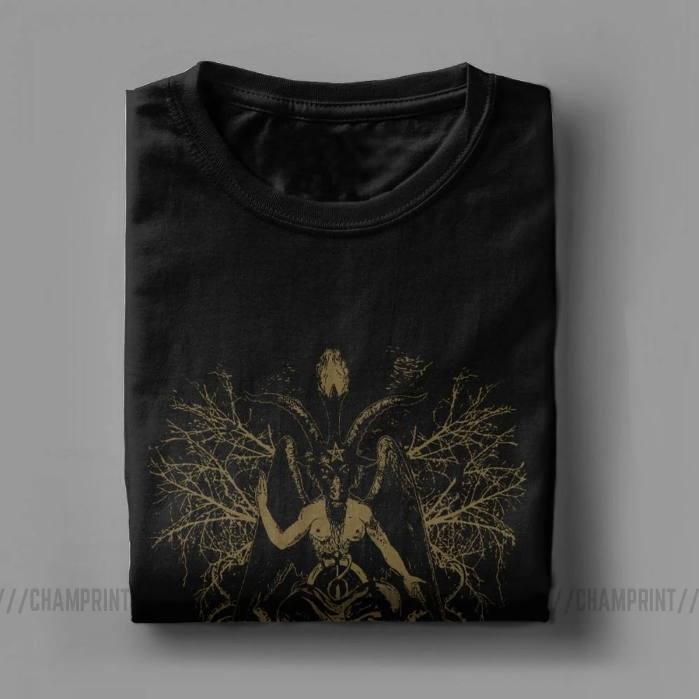 Винтажные Футболки Бафомет мужская хлопковая оккультная футболка в стиле