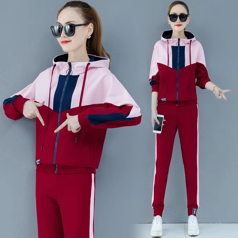 

tracksuit for women 2019 autumn female fashion large size loose hoodie tops+pants suits women's plus size two-piece sets