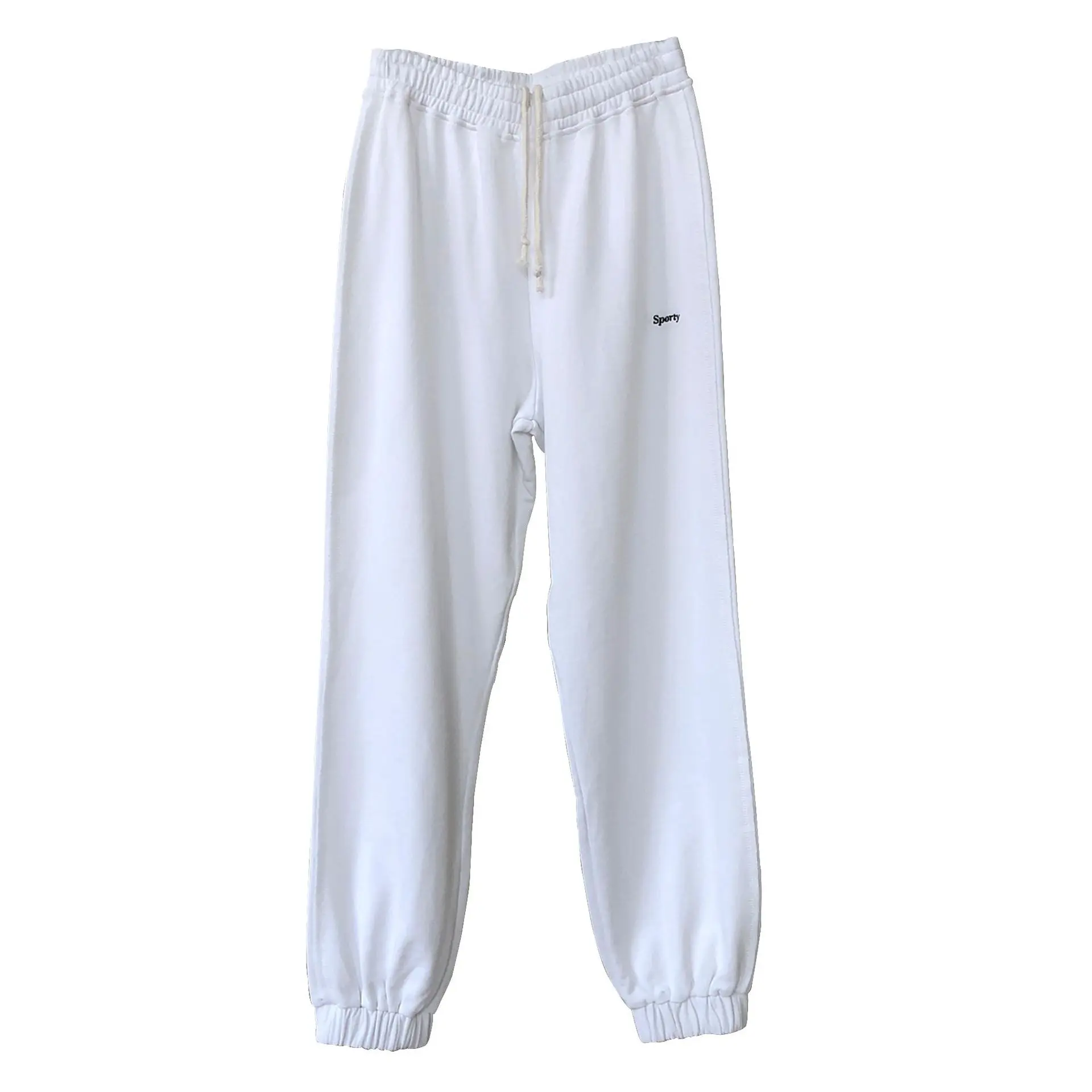

TVVOVVIN Simple White Trousers Spring New Sport Style Letter Embroidery Loose Elastic Waist Casual Pants For Women 9KJH