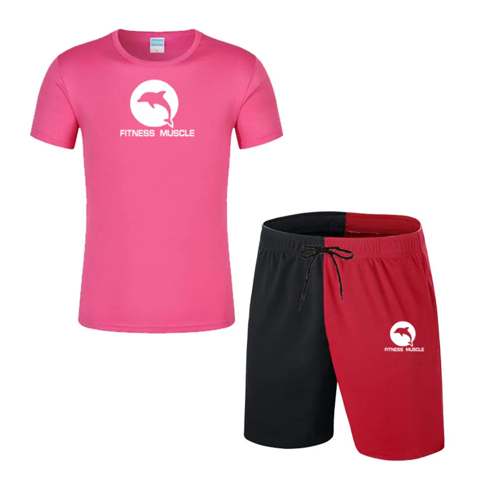 

2021 New Men'sBrand Sportswear Shorts Suit Short Sleeve Breathable T-Shirt And Shorts Casua Wear Men's Basketball Training