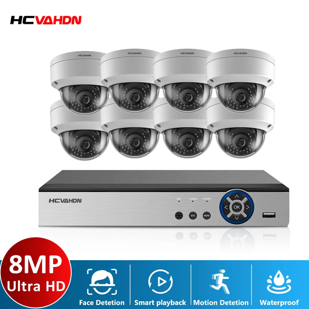

H.265 8CH DVR CCTV System 4K HDMI AHD DVR 8PCS 8.0MP IR Outdoor Security Waterpfoof Camera Surveillance Kit Mobile Phone Remote