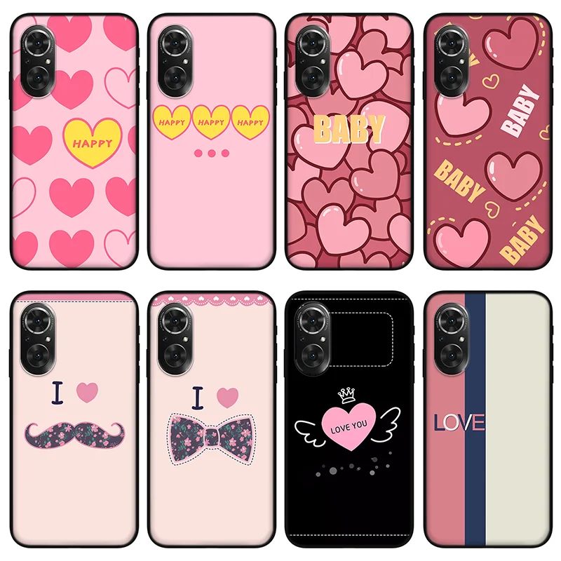 

LOVE pattern phone case For huawei honor 30 50 pro 50se play 5t 4 , Protective silicone case for huawei nova 7 8 p50 pro