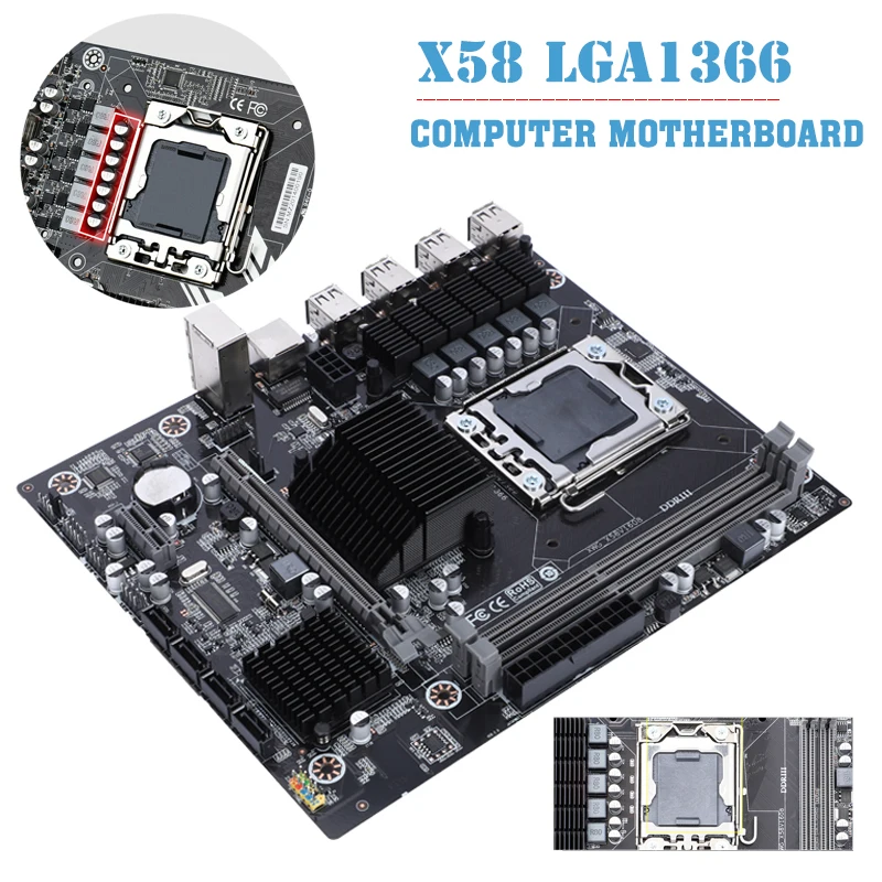 Материнская плата X58 1366-pin DDR3 для настольного компьютера разъем LGA 1366 материнская