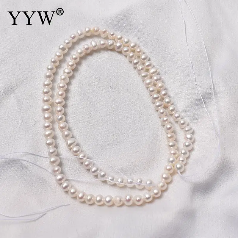 Cultured Round Freshwater Pearl Beads Natural Fashion Jewelry Diy White 4-5mm 15.35-15.75 Inch Strand For Making | Украшения и