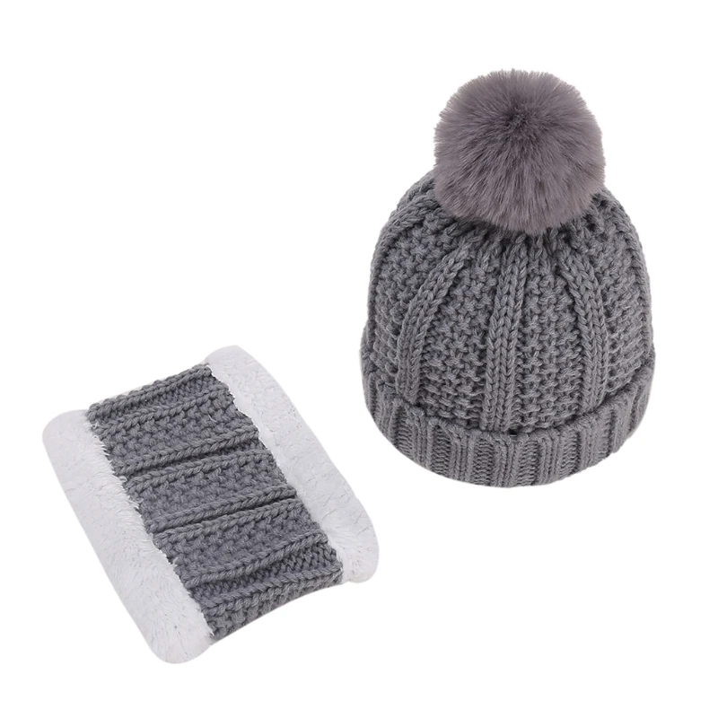 

2Pcs Kid Girls Boys Infant Winter Warm Micro Fleece Scarf Hat Set Baby Kids Knit Beanie Cap