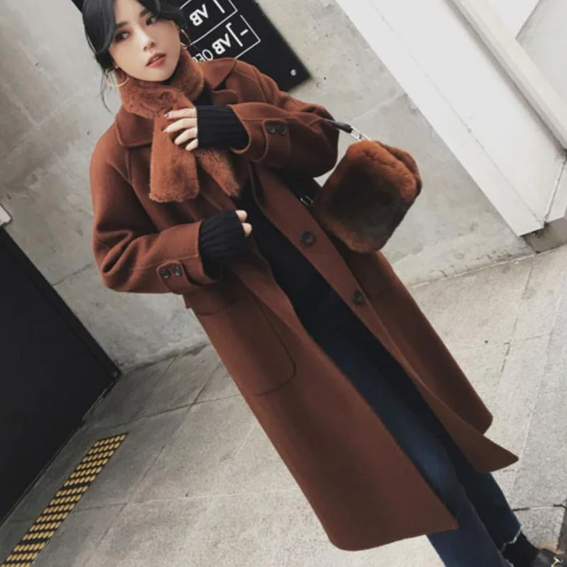 

New Autumn Winter Woolen Coat Women Large Size Loose Double Faced Woo Blends Coat Casaco Feminino