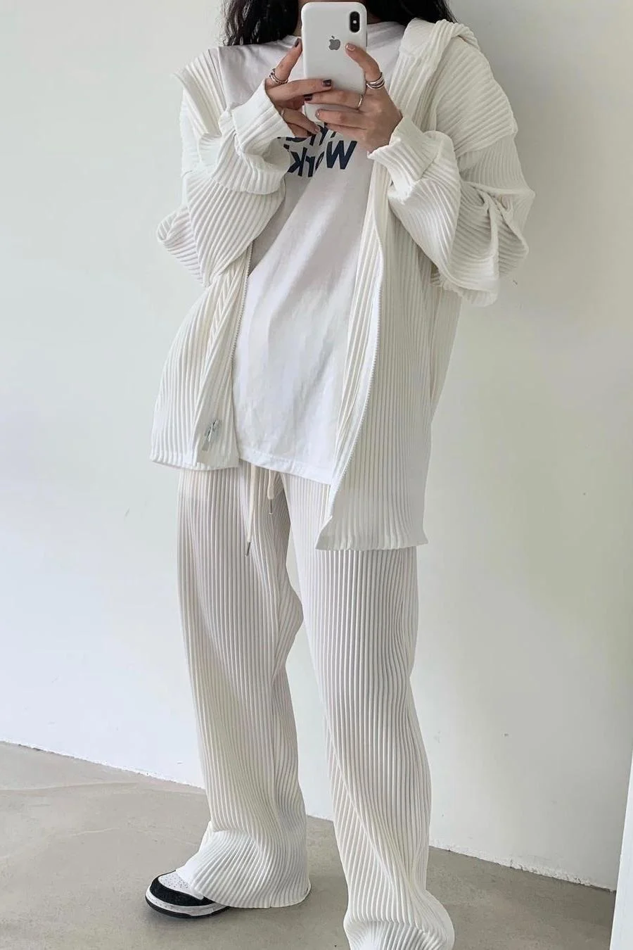 Женский Осенний новый персонализированный костюм в полоску однотонный Модный