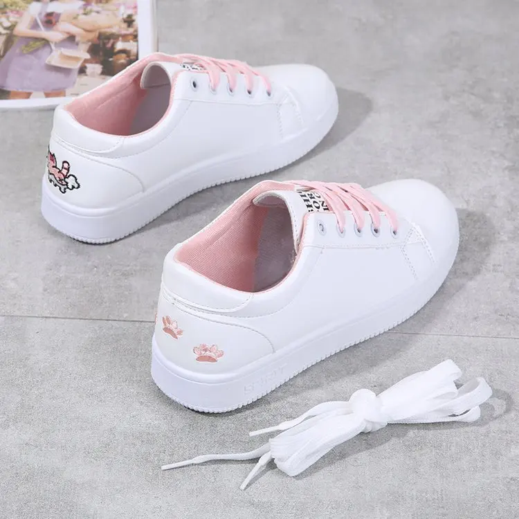 

2019 Autumn and Winter New Korean Version of The Low To Help Small White Shoes Women'Tie Students Wear Shoes White Casual Shoes