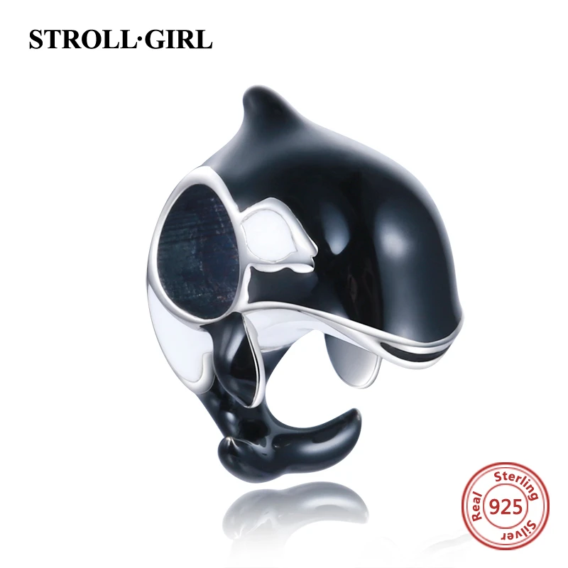 Эмалированные амулеты для ювелирных изделий черные дельфины серебро 925 пробы с