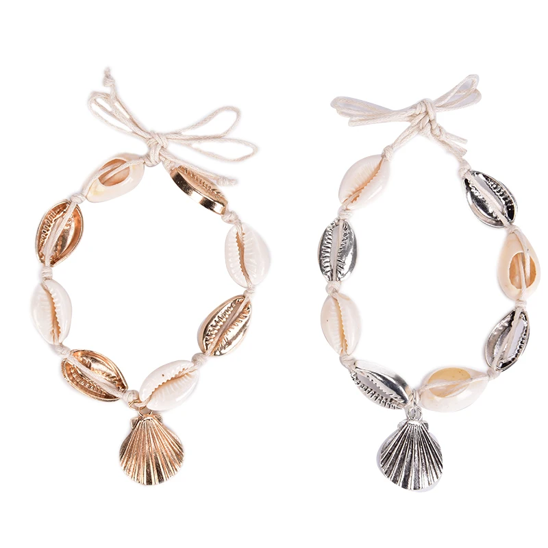 Натуральный Каури бусины в виде ракушки ножной браслет на ногу ручной работы