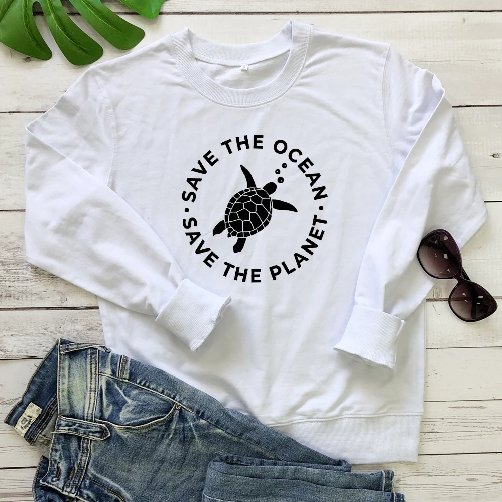 

Женская толстовка с длинным рукавом Save The Ocean Save The Planet, пуловеры для вегетарианцев