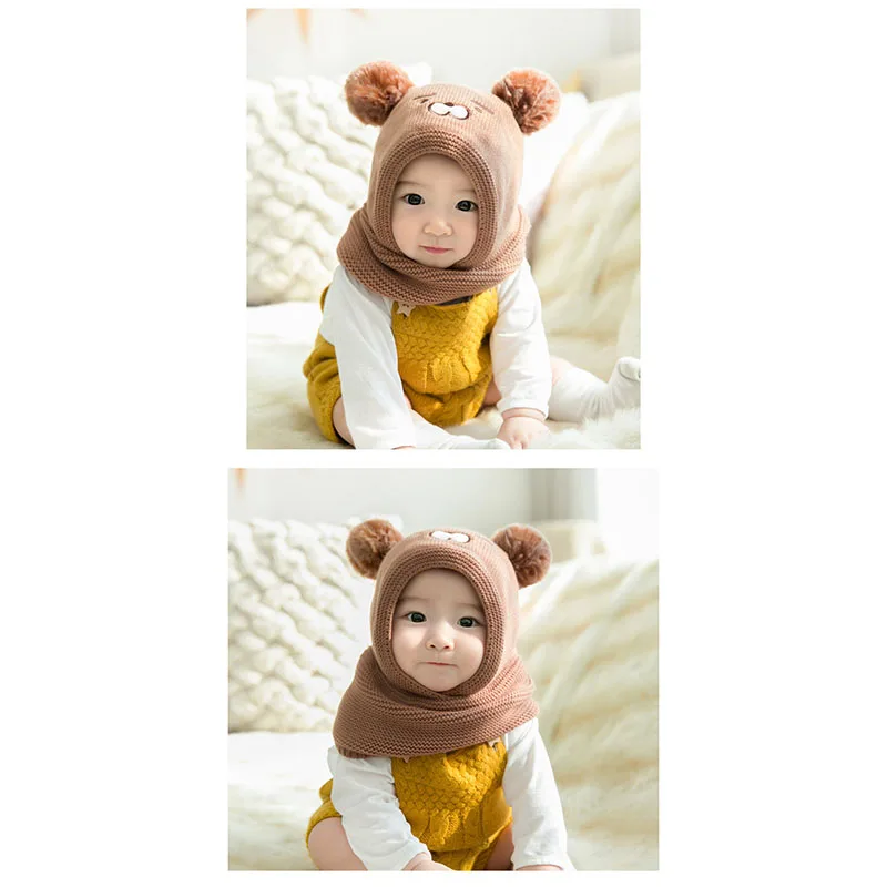 

Newborn Baby Winter Hat Warm Lining Cartoon Tiger Neck Hat Baby Girl and Baby Boy Beanie Kids Hat