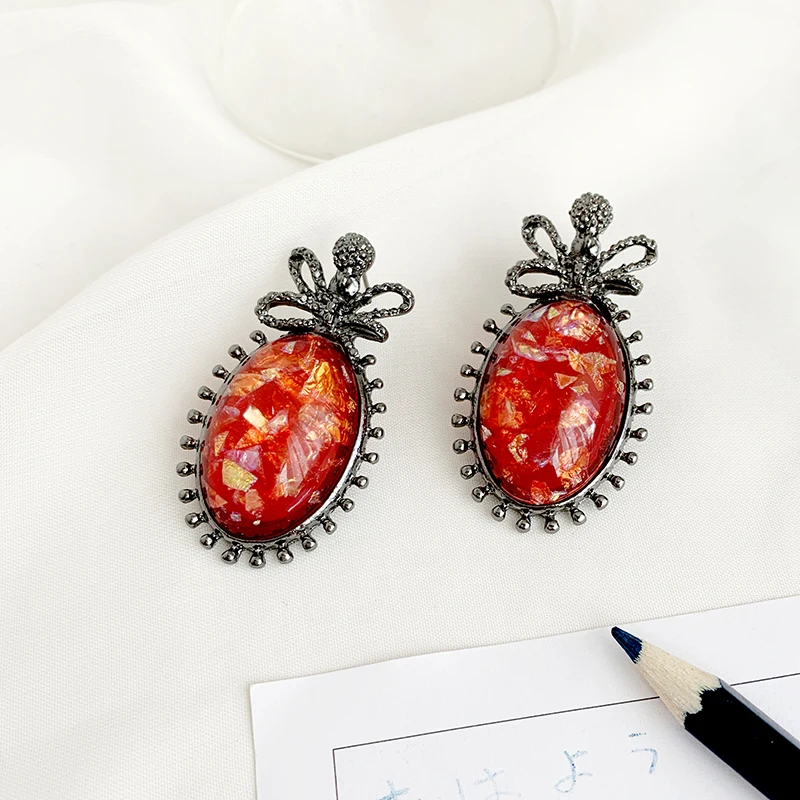 Стразы овальные серьги подвески из красной смолы для женщин модные ювелирные