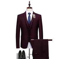 new burgundy men suits for wedding suits pants groom tuxedo groomsmen man blazer jacket 3 pieces slim fit dinner prom party