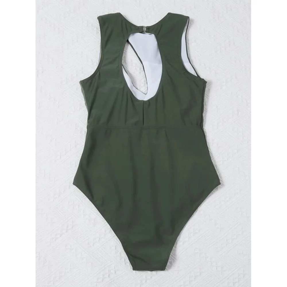 

2021 New Sexy Stitching Solid Color One-piece Swimsuit Women