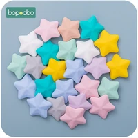 bopoobo 5pc silicone beads star shape food grade teether bpa free ecofriendly beads bracelet diy product for baby teether