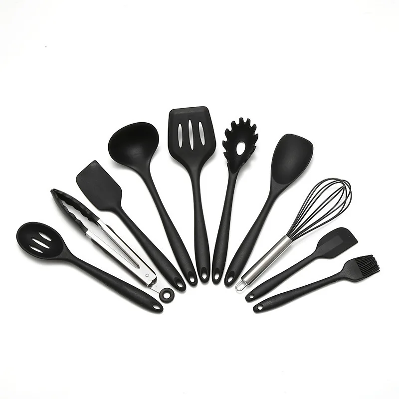 

10 PCS Silicone Kitchen Cooking Utensils Tools Set Anti-Stick Spatula Shovel Tong Ladle Spoon Egg Whisk Oil Brush for BBQ