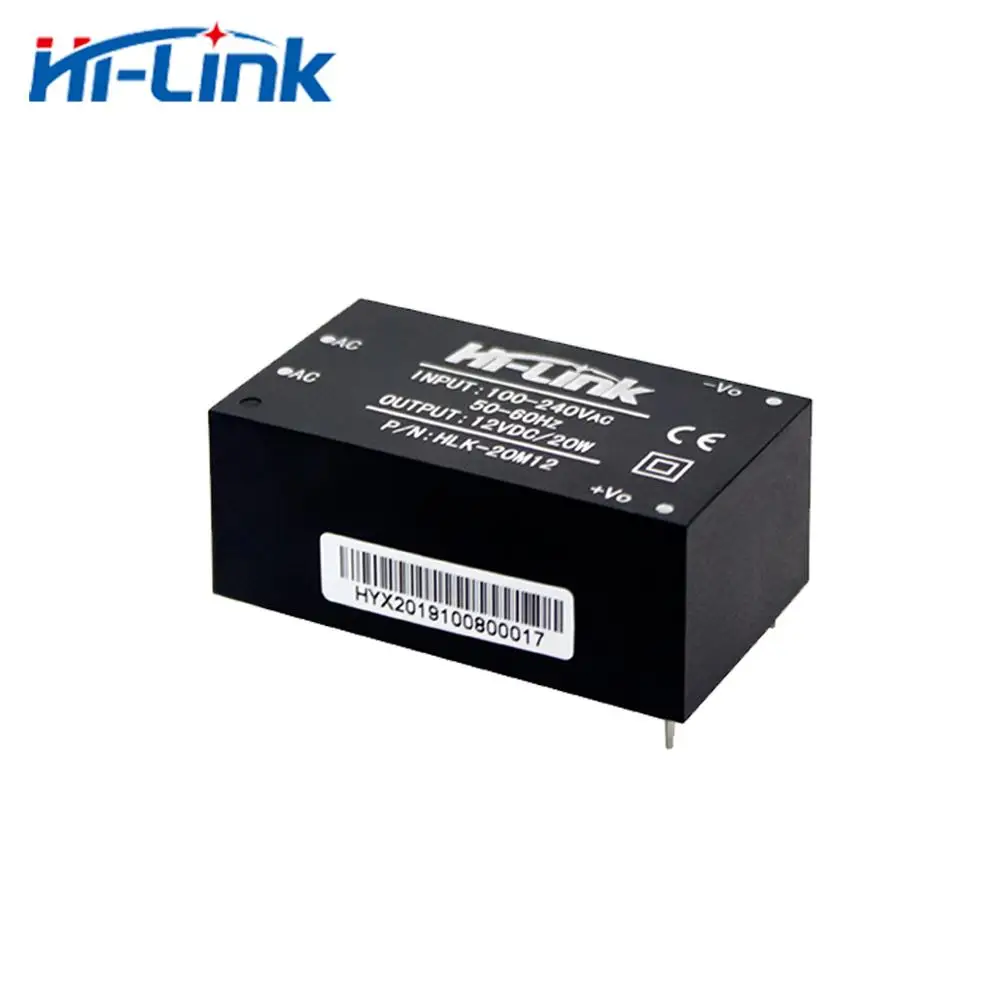 Free Shipping AC-DC 220V to 12V 1.67A 20W Small Size Power Supply Module 2pcs/Lot HLK-20M12