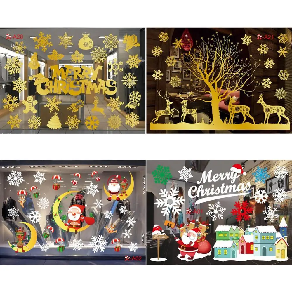 Taoup Merry новогодние наклейки на окно Noel Снежинка Санта-Клаус рождественские наклейки на стену украшения Рождественские украшения для дома