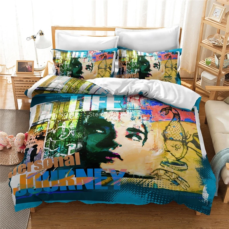 

3D Hip-hop Graffiti Bedding Set Luxury Duvet Cover Pillowcases Set Bed Linen Bedclothes Home Textile Twin Full Queen King Size