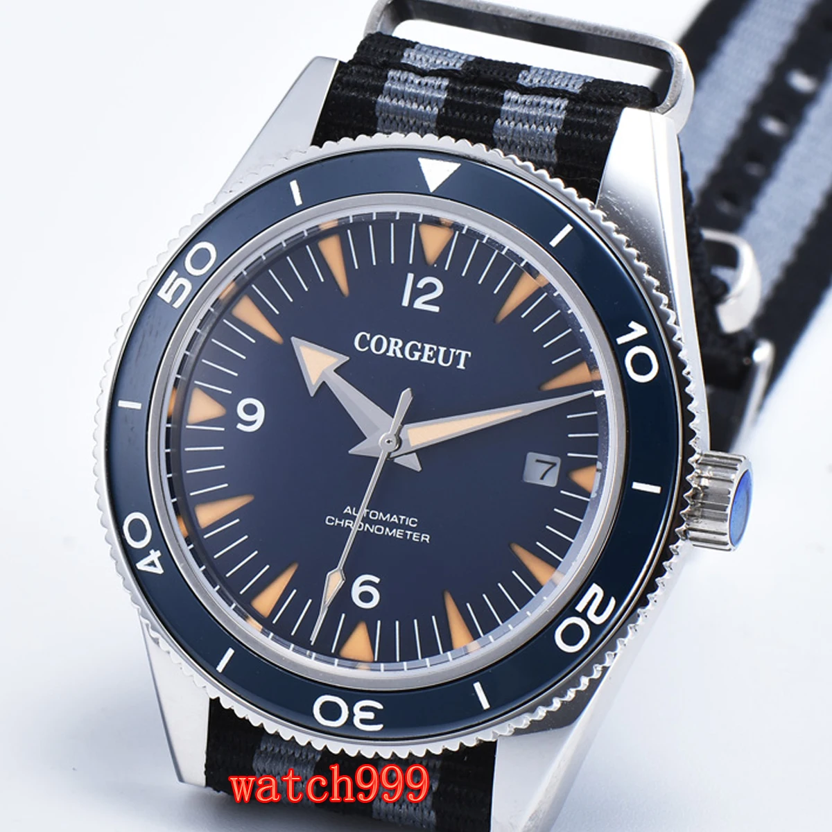 Мужские Водонепроницаемые механические часы с синим циферблатом 41 мм | Наручные