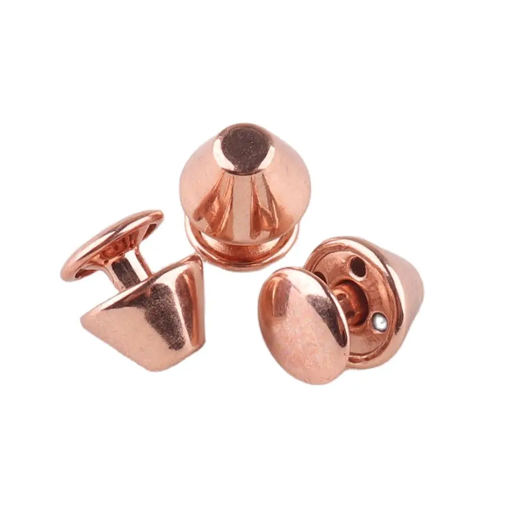 Заклепки круглые с двумя колпачками 9 х12 мм золотистые розовые 100 для кожевенного