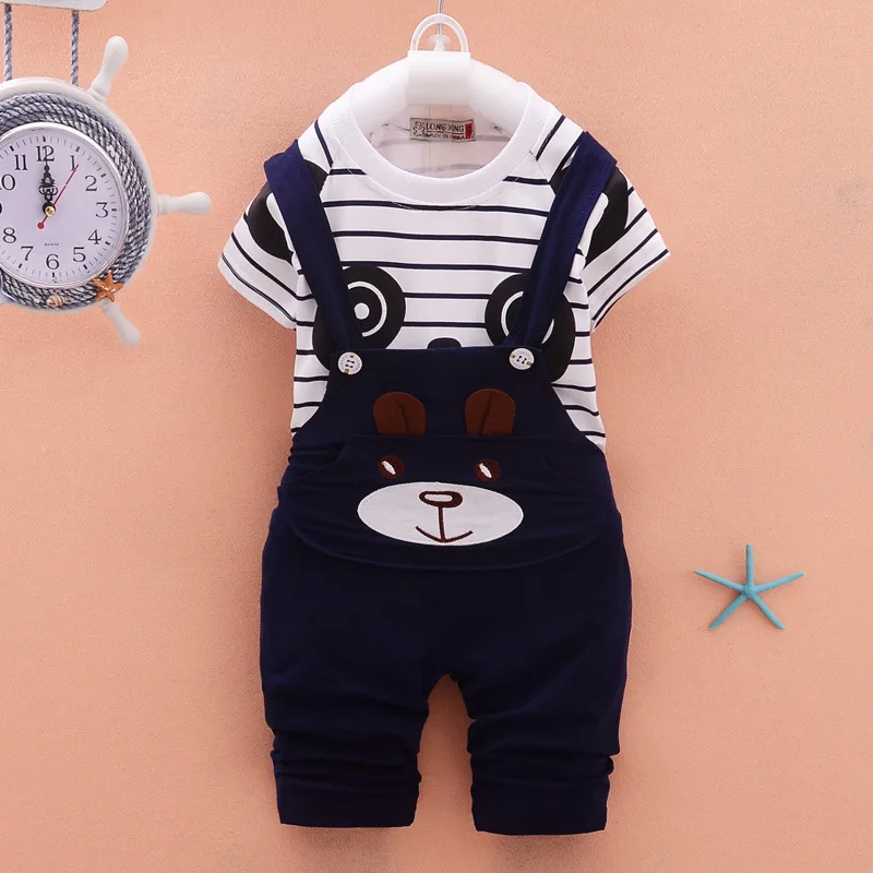 Новинка 2019 года летний спортивный костюм в Корейском стиле с полосками и пандой