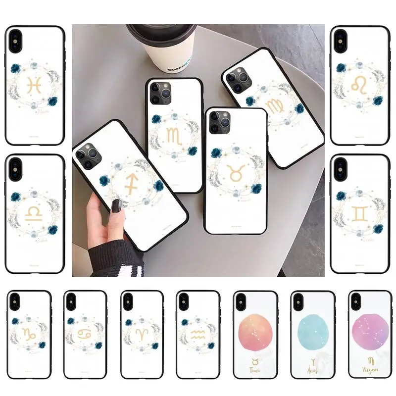 

12 constellations zodiac signs Phone Case For iPhone 11 8 7 6 6S Plus X XS MAX 5 5S se 2020 11 12pro max iphone xr Back Coque