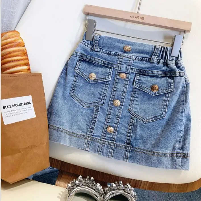 

Girls denim Beaded Tassel jacket + skirts 2pcs sets 2020 spring aitimn new Puff sleeve suits children cowboy coats 3-10Y ws1778