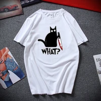 cat what t shirt murderous cat with knife funny gift t shirt unisex top cotton short sleeve tee shirt homme