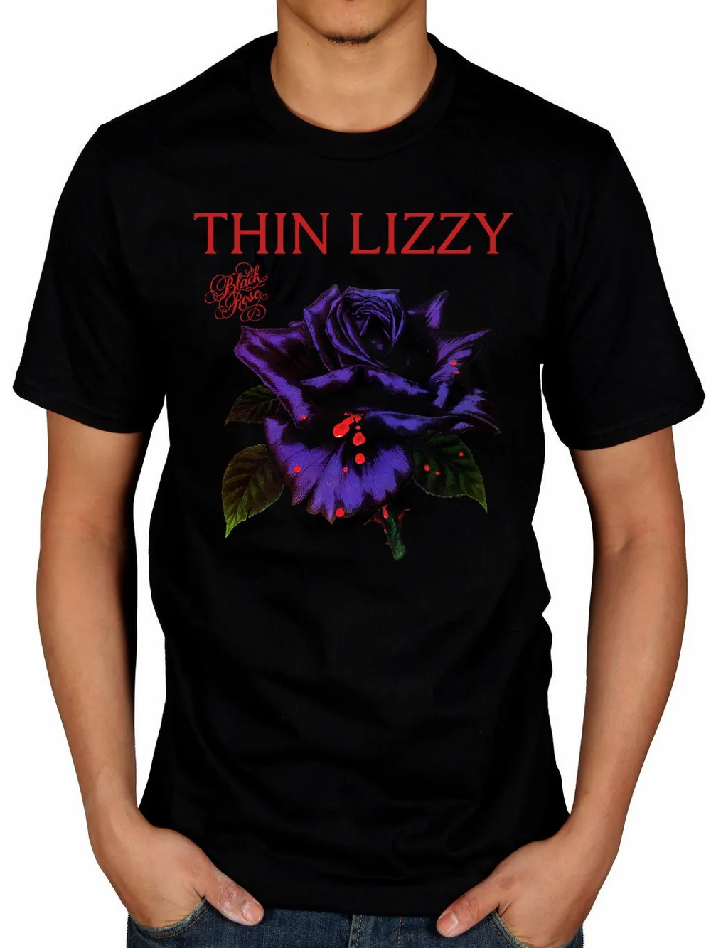 Официальный Тонкий Lizzy black rose 2 новый цветок футболка рок металл группа Merch Fans