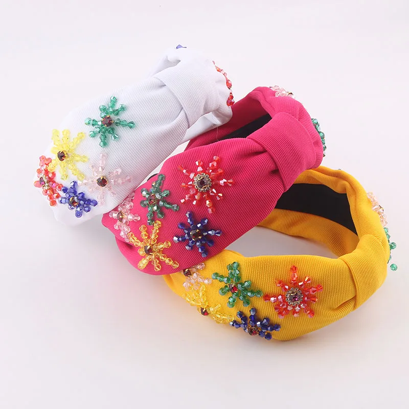 

С украшением в виде кристаллов снежинки блестящие повязка Новый пасторальный модные Снежинка ободок для волос, повязка с кристаллами; Женская Танцевальная вечерние уличные женские аксессуары для волос 878