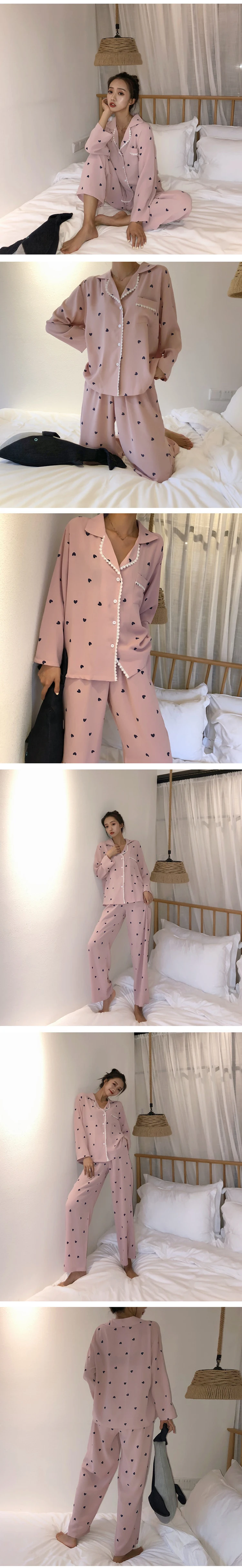 Женская пижама хлопок пижамы Женские милая пижама Женская Новая пижама теплая тонкий дамашняя одежда для сна 2 шт. милые пижамы