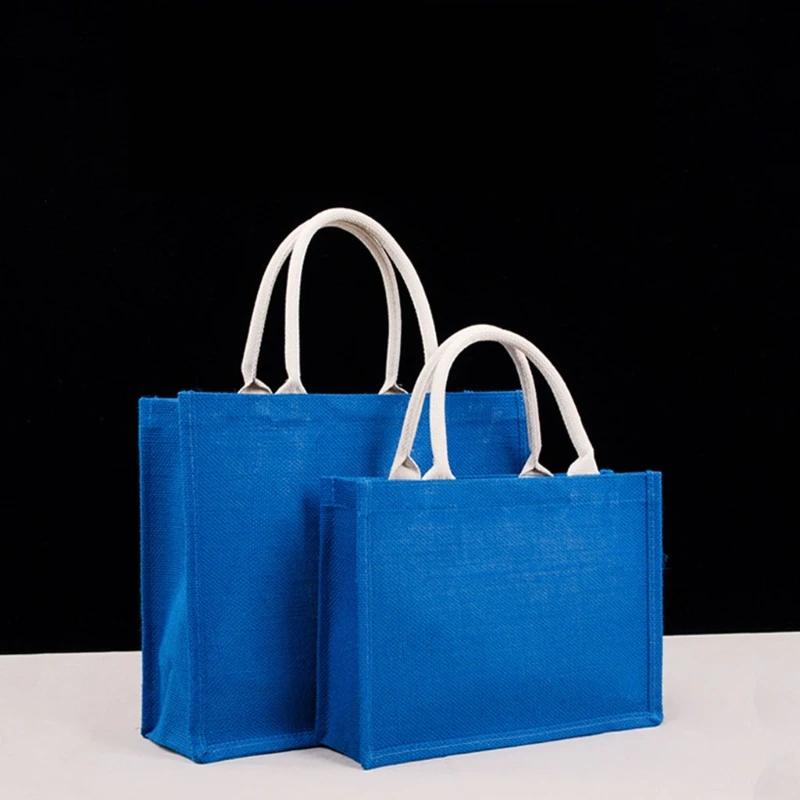 Burlap Tote Jute Tote Bag Eco Friendly with Handles Laminated Interior Gift Bags G5AE