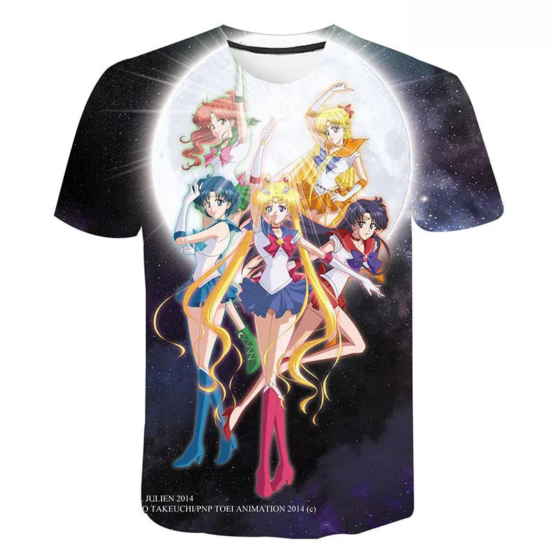 

Hot Selling Sailor Moon 3d Print T-Shirt Boy Girl Fashion Hip Hop Short Sleeve Age-Reducing Funny T-Shirt Anime Kawaii Top